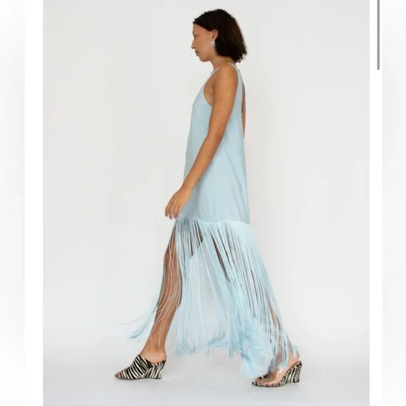 ice blue slip dress Close To You Satin Maxi Dress main image 1